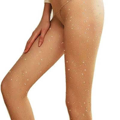 Women'S Fishnet Tights Sparkle Rhinestone Sexy Pantyhole Tights High Waist Stock